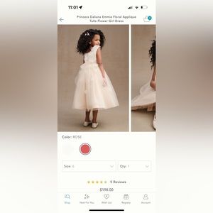 Princess Daliana Emmie Floral Appliqué Tulle Flower Girl Dress